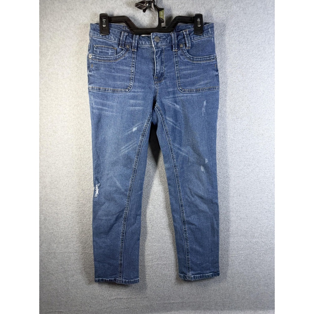 Kenneth Cole Reaction Jeans Womens 2 Blue Mid Rise Straight Distressed Stretch